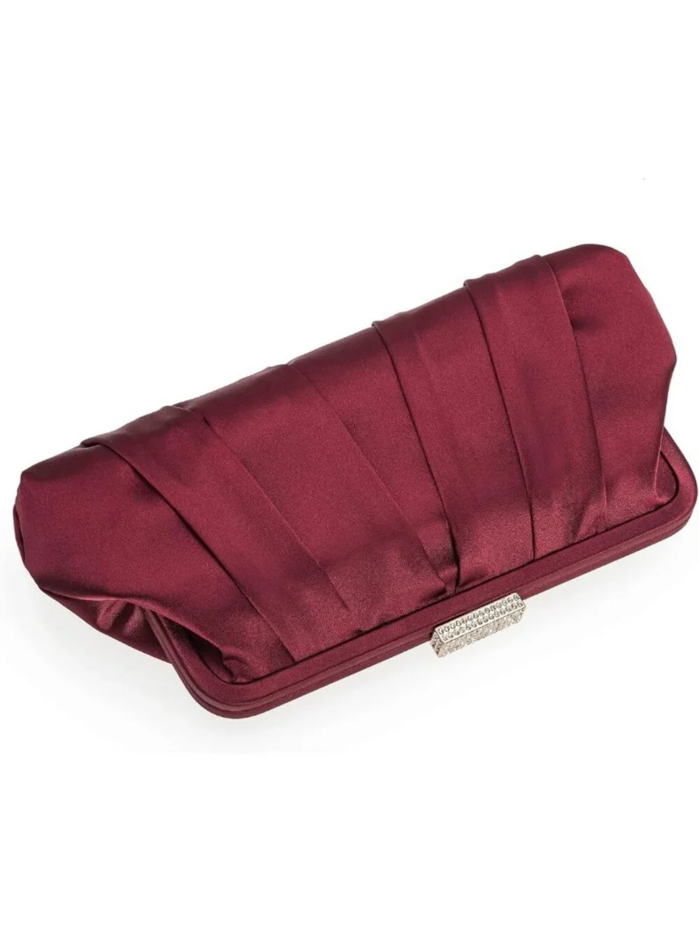 Elegant Pleated Satin Clutch Bag with Diamante, Perfect for Weddings & Formal